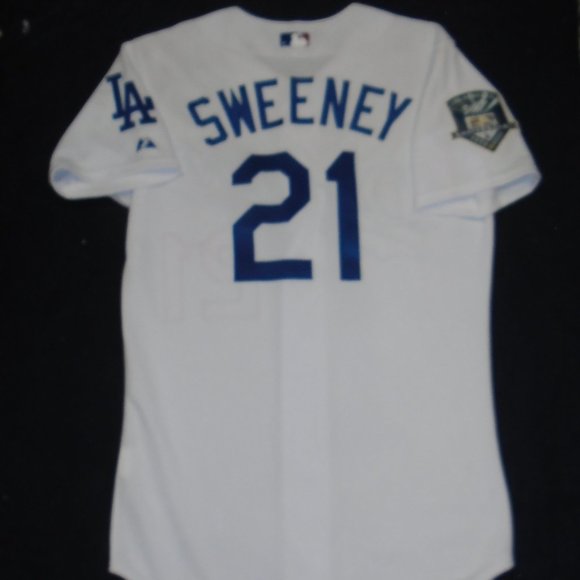 Majestic Mark Sweeney Dodgers 50th Anniversary Patch MLB Baseball Jersey Size 40 - Picture 7 of 7